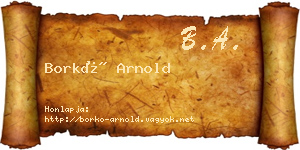 Borkó Arnold névjegykártya